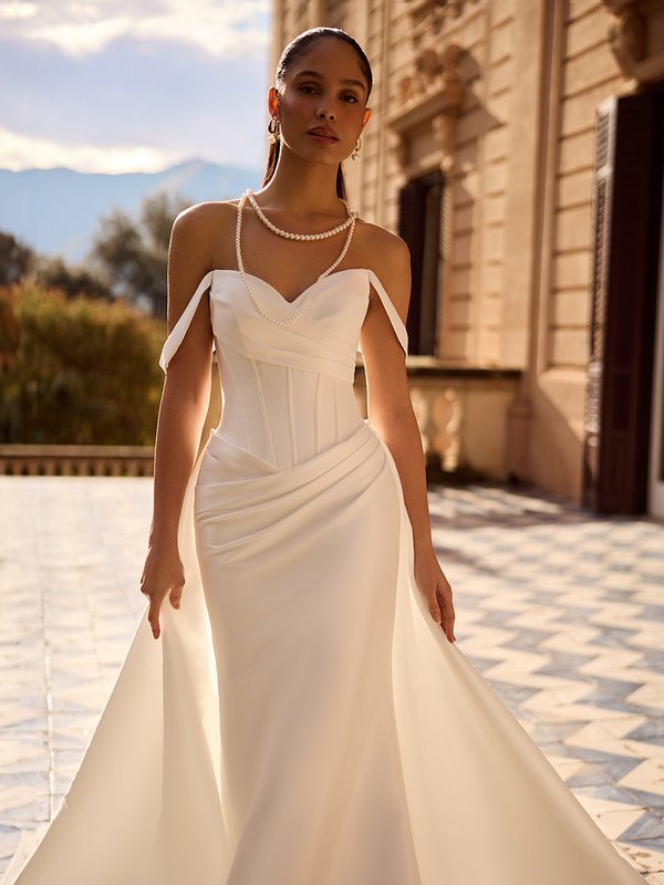 ValStefani POMONA Ruched front bodice basque waist pointed sweetheart mermaid wedding dress