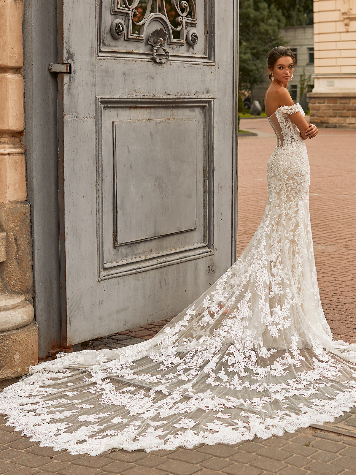 Spaghetti Strap V-neckline Fit And Flare Beaded Wedding Dress | Kleinfeld  Bridal