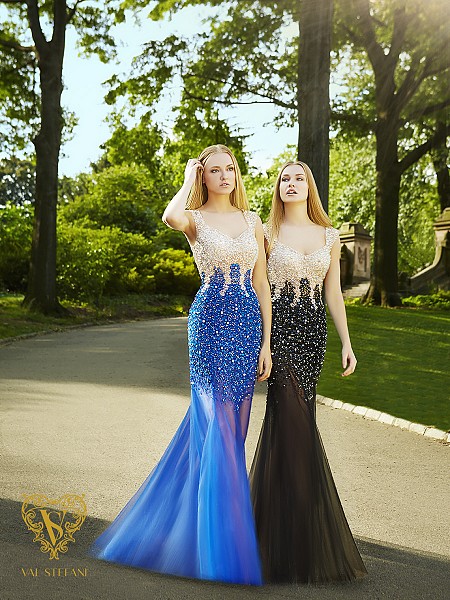 Val Stefani Prom 3071RW sexy beaded net prom dress with classy sheer skirt Val Stefani Prom 3071RW sexy beaded net prom dress with classy sheer skirt