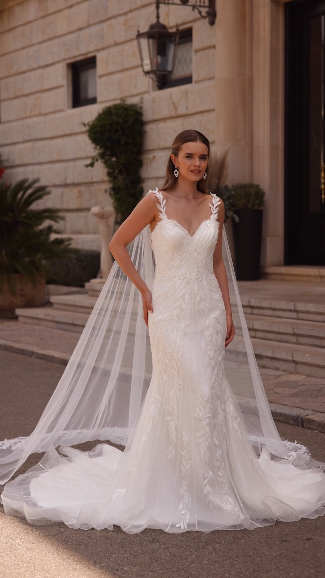 Strapless Beaded Lace Fit And Flare Wedding Dress With Sweetheart Neckline