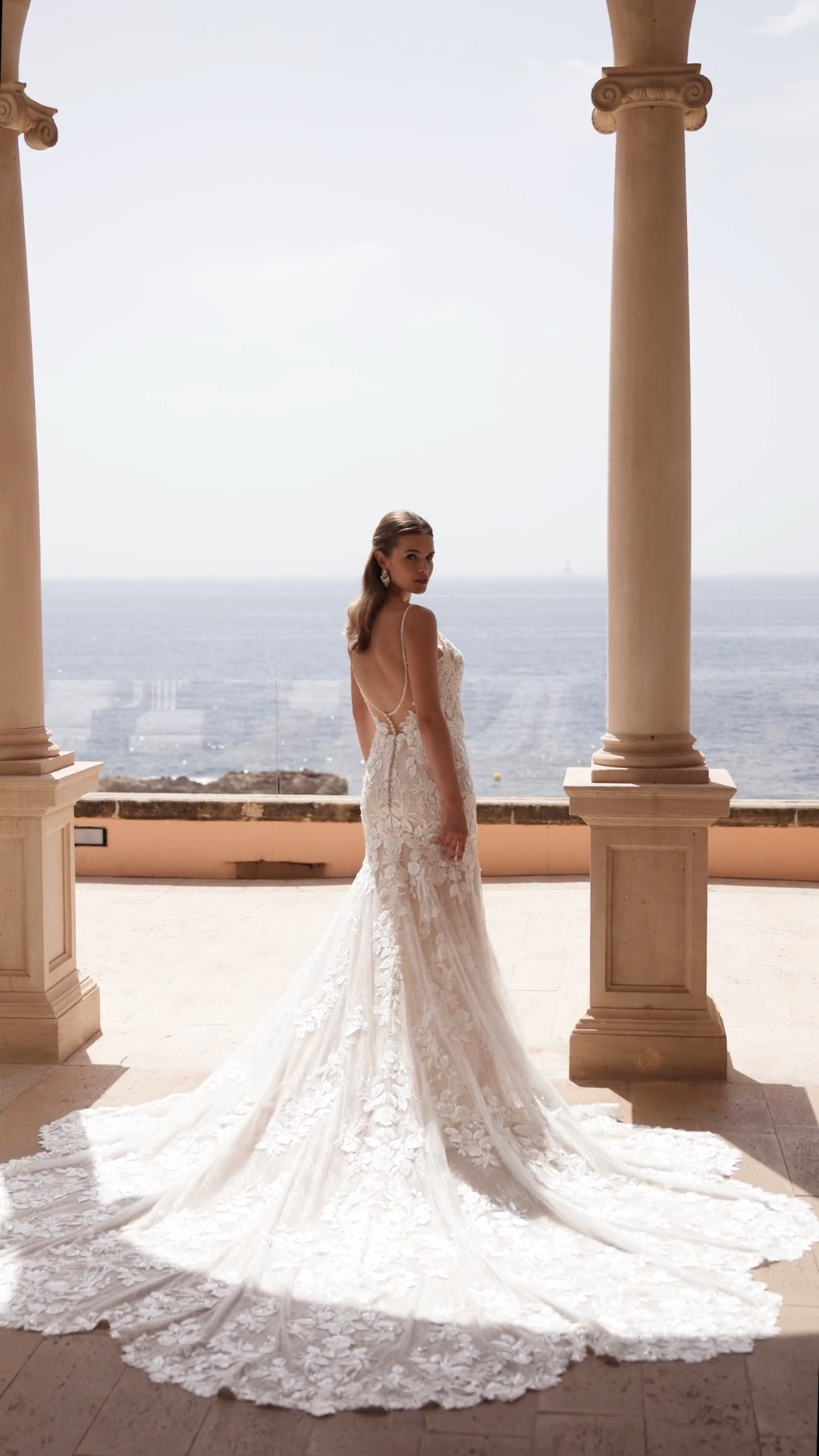 Chantilly Lace Mermaid Olivia Wedding Dress with Cape