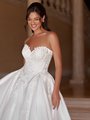 Strapless Sweetheart Lace Appliques over Organza Drop Waist Ball Gown with Pleatings ValStefani TOPAZ