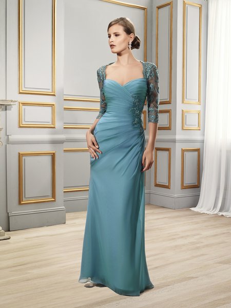 Val Stefani Celebrations MB7502 couture sweetheart mother of the bride gown with sheer 3/4 sleeves Val Stefani Celebrations MB7502 couture sweetheart mother of the bride gown with sheer 3/4 sleeves