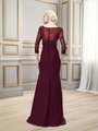 ValStefani MB7518 modest coverage mother of the groom dress with 3/4 sleeves and buttons lining the zipper on the illusion back ValStefani MB7518 modest coverage mother of the groom dress with 3/4 sleeves and buttons lining the zipper on the illusion back