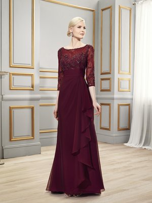 Val Stefani MB7518 modest coverage mother of the groom dress with 3/4 sleeves and combination of lace and chiffon on front for weddings Val Stefani MB7518 modest coverage mother of the groom dress with 3/4 sleeves and combination of lace and chiffon on front for weddings
