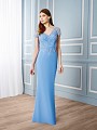 Val Stefani Celebrations MB7540 slimming illusion short sleeve special occasion gown with chiffon band Val Stefani Celebrations MB7540 slimming illusion short sleeve special occasion gown with chiffon band