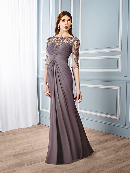 Val Stefani Celebrations MB7544 elegant mother of the bride trumpet gown with sheer embroidered sleeves Val Stefani Celebrations MB7544 elegant mother of the bride trumpet gown with sheer embroidered sleeves