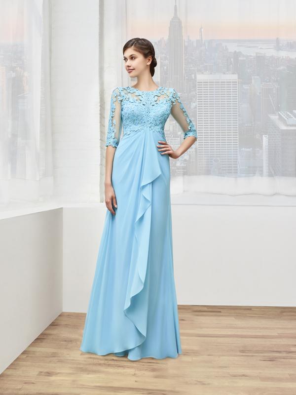 Val Stefani Celebrations MB7610 3/4 sleeves mother of the groom dress with empire waist cascade Val Stefani Celebrations MB7610 3/4 sleeves mother of the groom dress with empire waist cascade