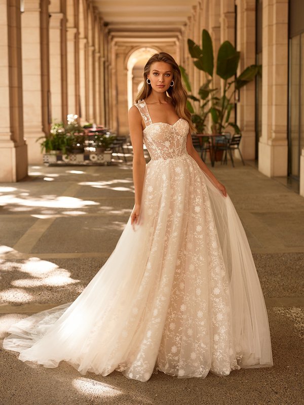 Cape Sleeves V-Neck Illusion Lace A-Line Wedding Dress - Ever