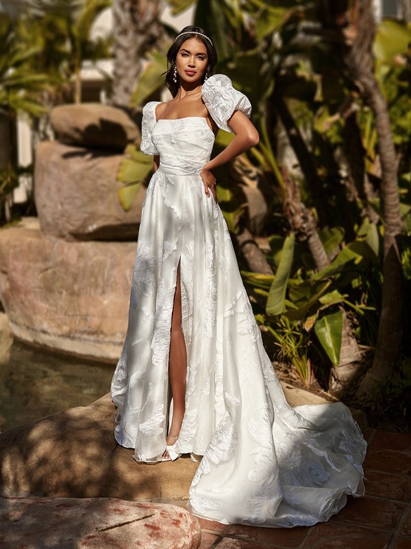 Fayette Detachable Puff Sleeve Wedding Dress – TC407