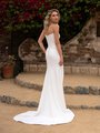 Pointed Wide V-Back Chic Crepe Mermaid with Sweep Train Style AUBURN