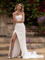 Wrap Skirt Basque Waist Strapless Crepe Back Satin Mermaid Wedding Dress Style AUBURN