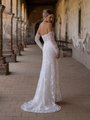 Open Illusion Back Embroidered Lace and Snowflake Tulle Mermaid Gown with Detachable Illusion Long Sleeves Style DREAMSTONE