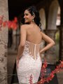 Style EMMETTS Nude Net Illusion Open Back Mermaid with Buttons Along Illusion Back