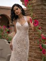 Guipure Lace and Nude Net Halter Neck and Open Back Mermaid Bridal Gown Style HYACINTH