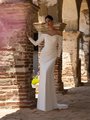 Style KEW Off-The-Shoulder Sweetheart Deco Crepe Mermaid with Ruched Bodice and Detachable Long Sleeves