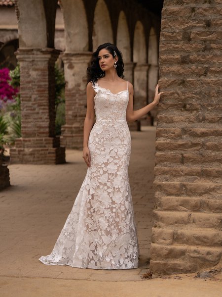 Style MAJORELLE Sweetheart with Spaghetti Straps Embroidered Lace Fabric with Sequins Mermaid Gown